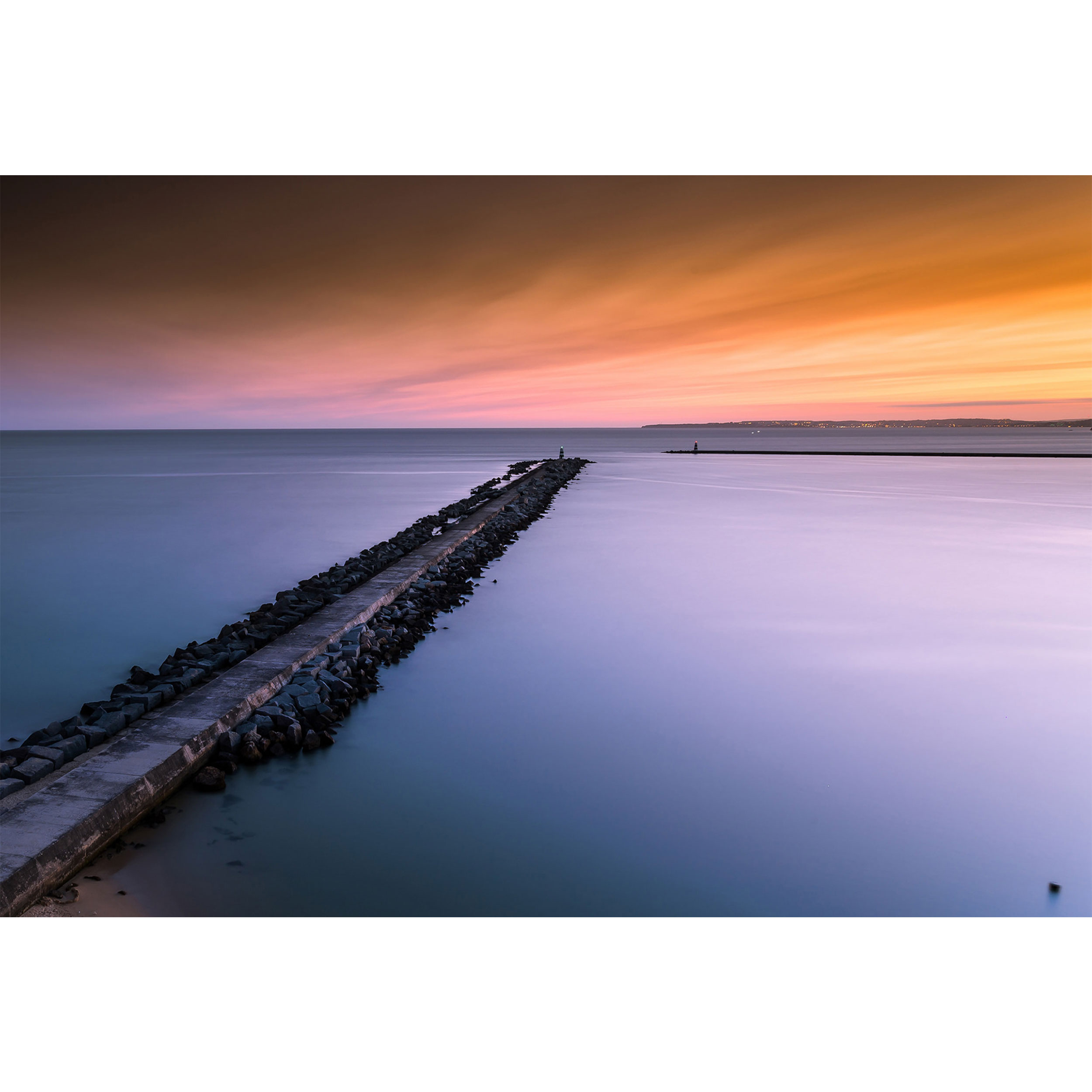 تابلو شاسی مدل دریا و غروب آفتاب و پل چوبی T7423