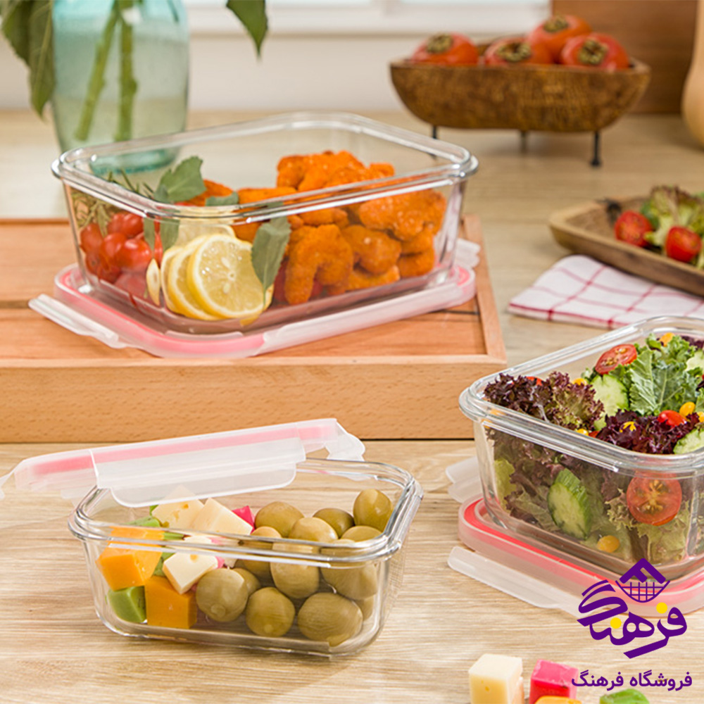 ست ظرف شیشه ای مستطیل لیمون
