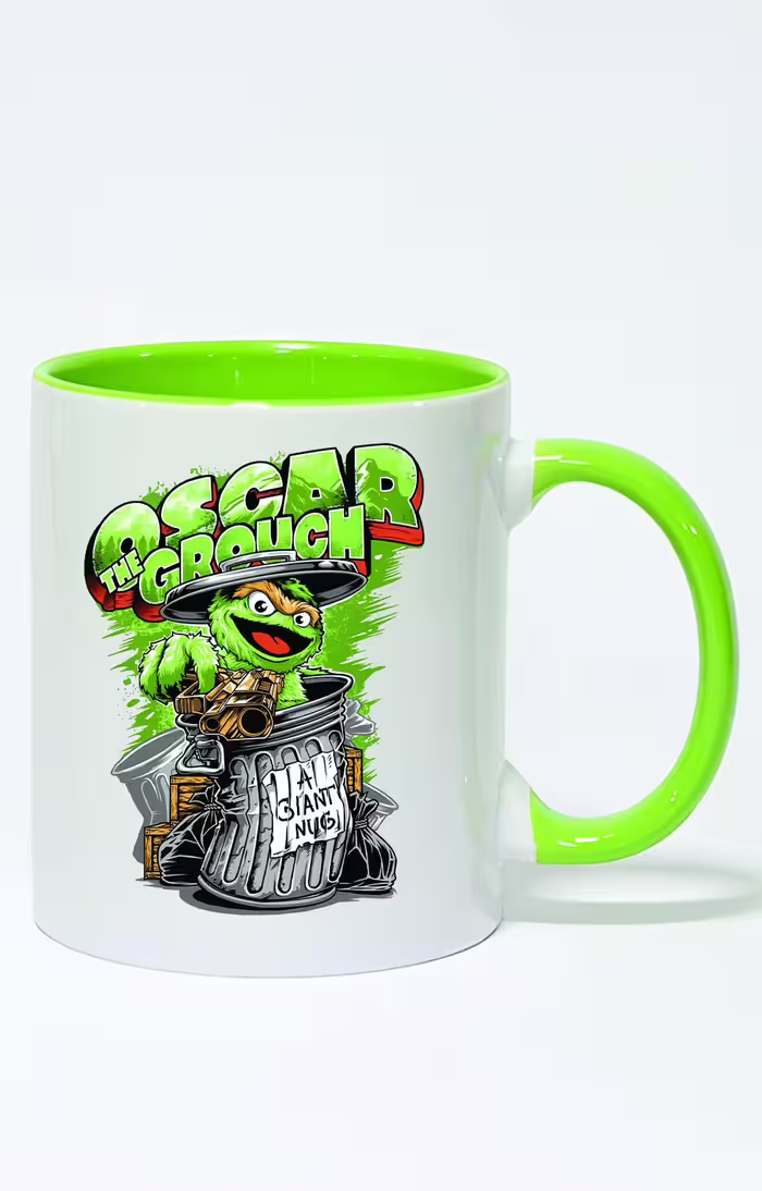 ماگ دسته و داخل رنگی طرح oscar grouch کد 3210