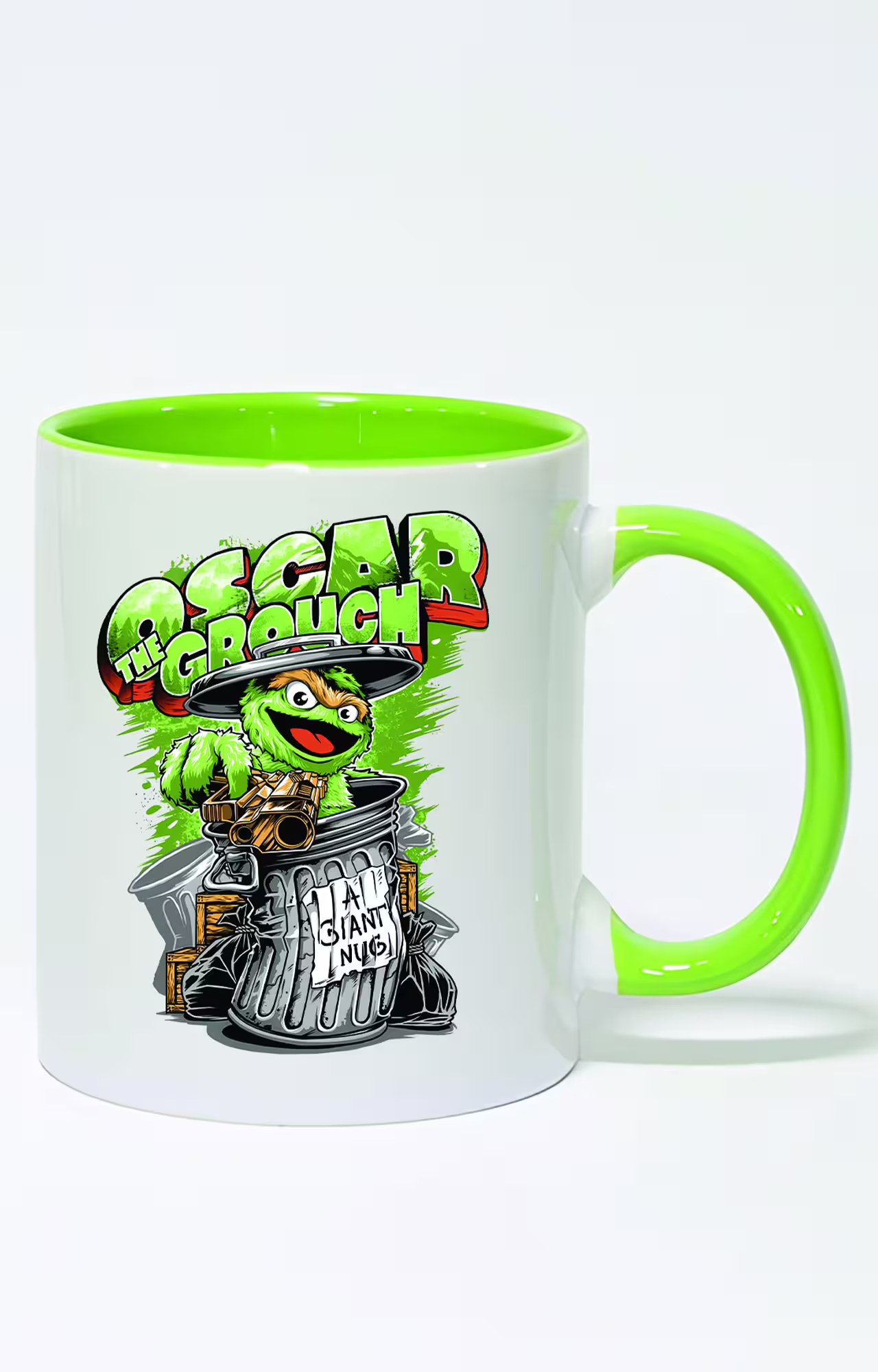 ماگ دسته و داخل رنگی طرح oscar grouch کد 3210