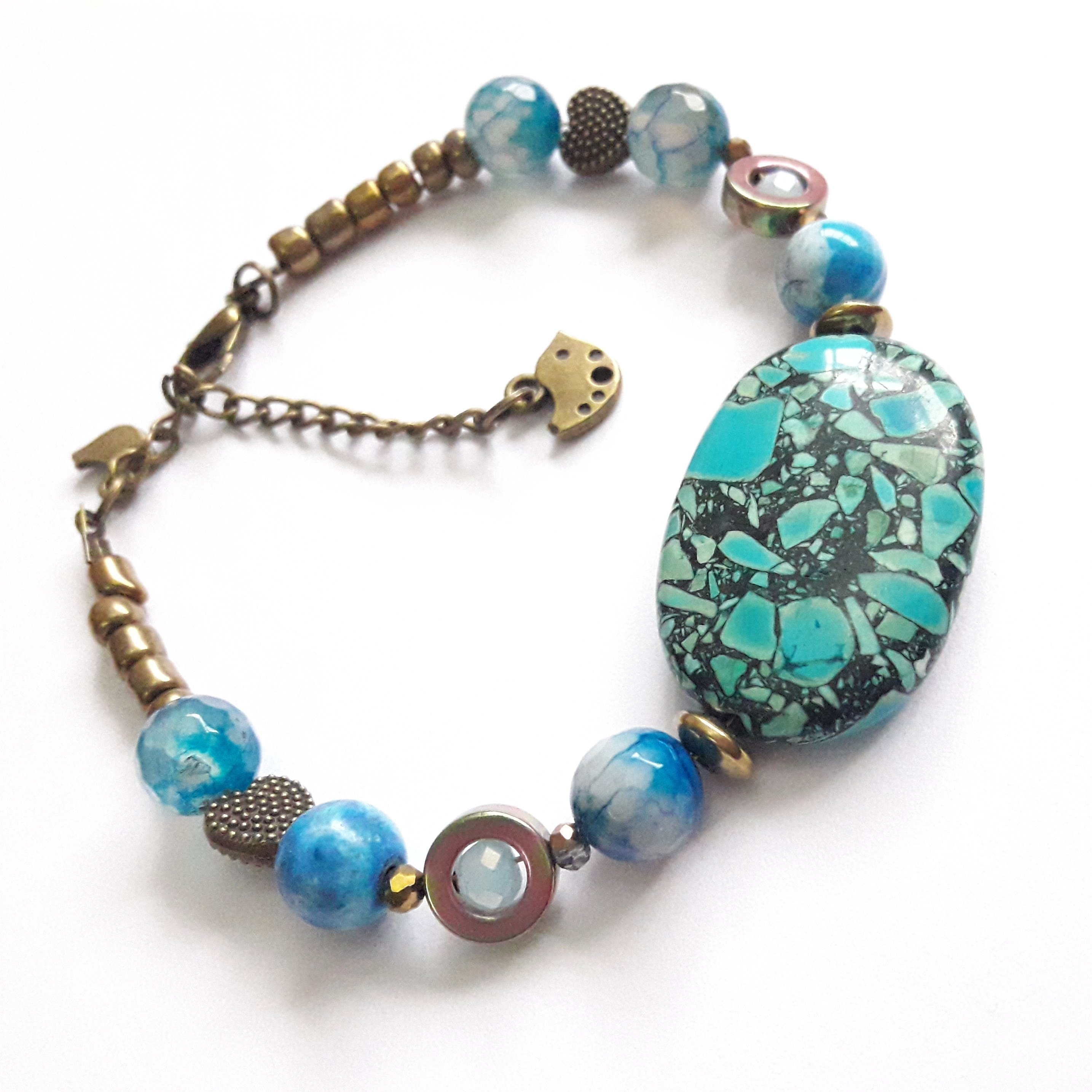 ستبند تگ ردیفه عقیق و حدید