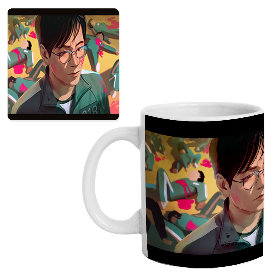 ماگ طرح Squid Game مدل M4042 به همراه زیرلیوانی