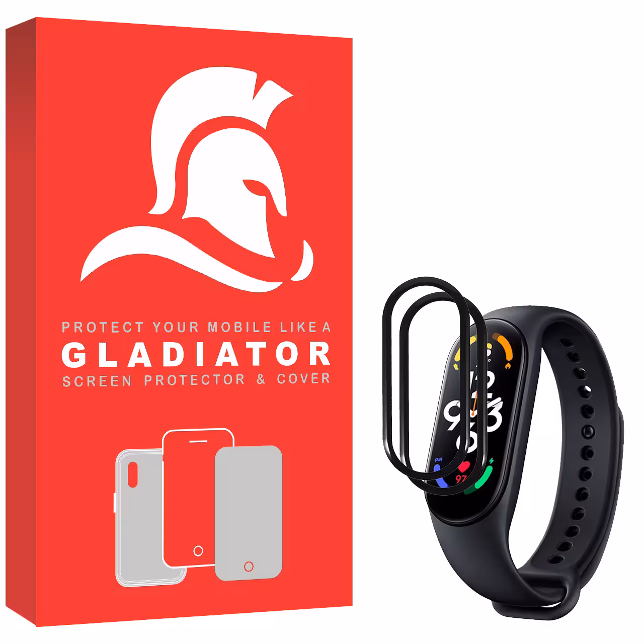 محافظ صفحه نمایش گلادیاتور مدل GWP2000 مناسب برای ساعت هوشمند شیائومی Mi Band 7 بسته دو عددی