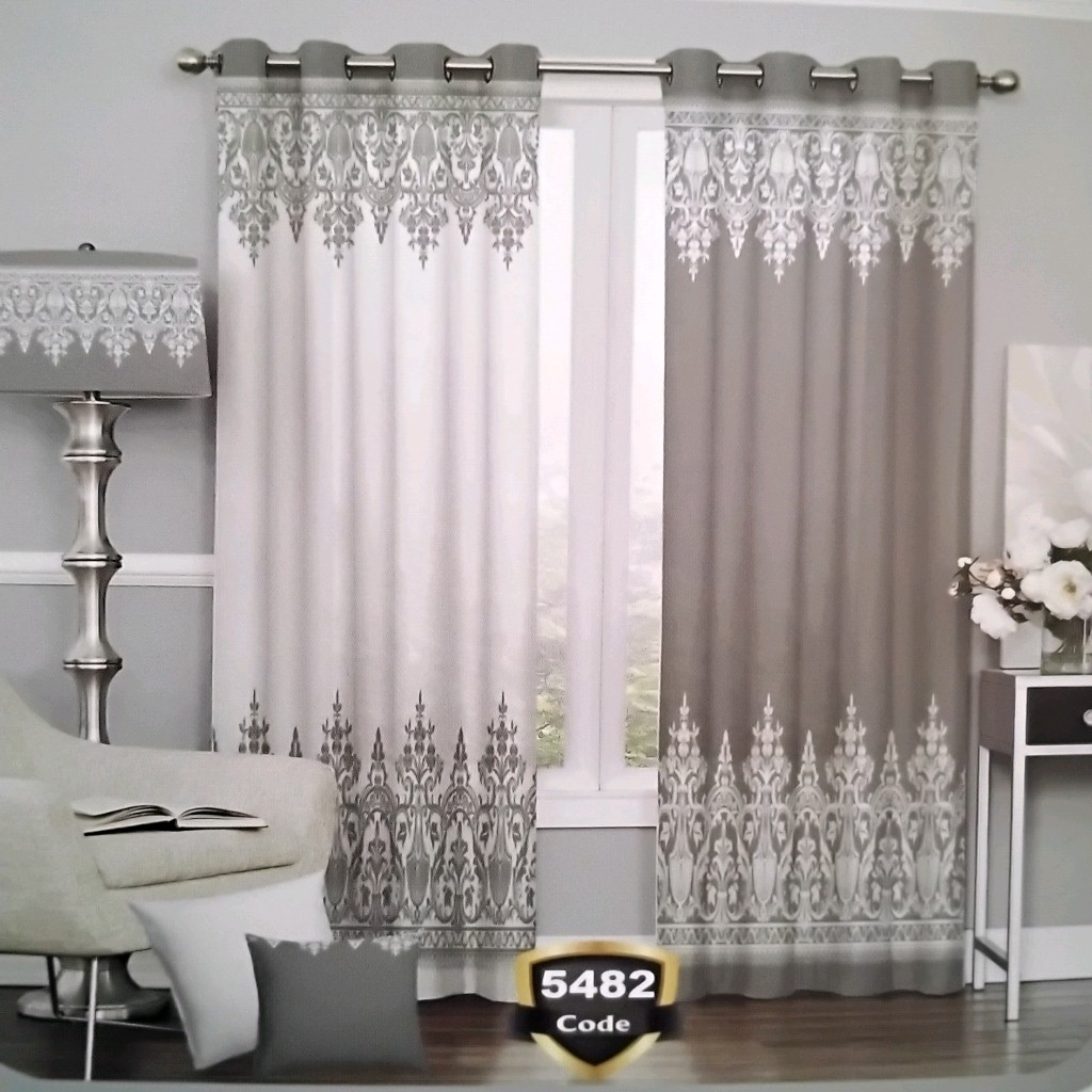 پرده چاپی پانچ دوقواره طرح کلاسیک کد5482