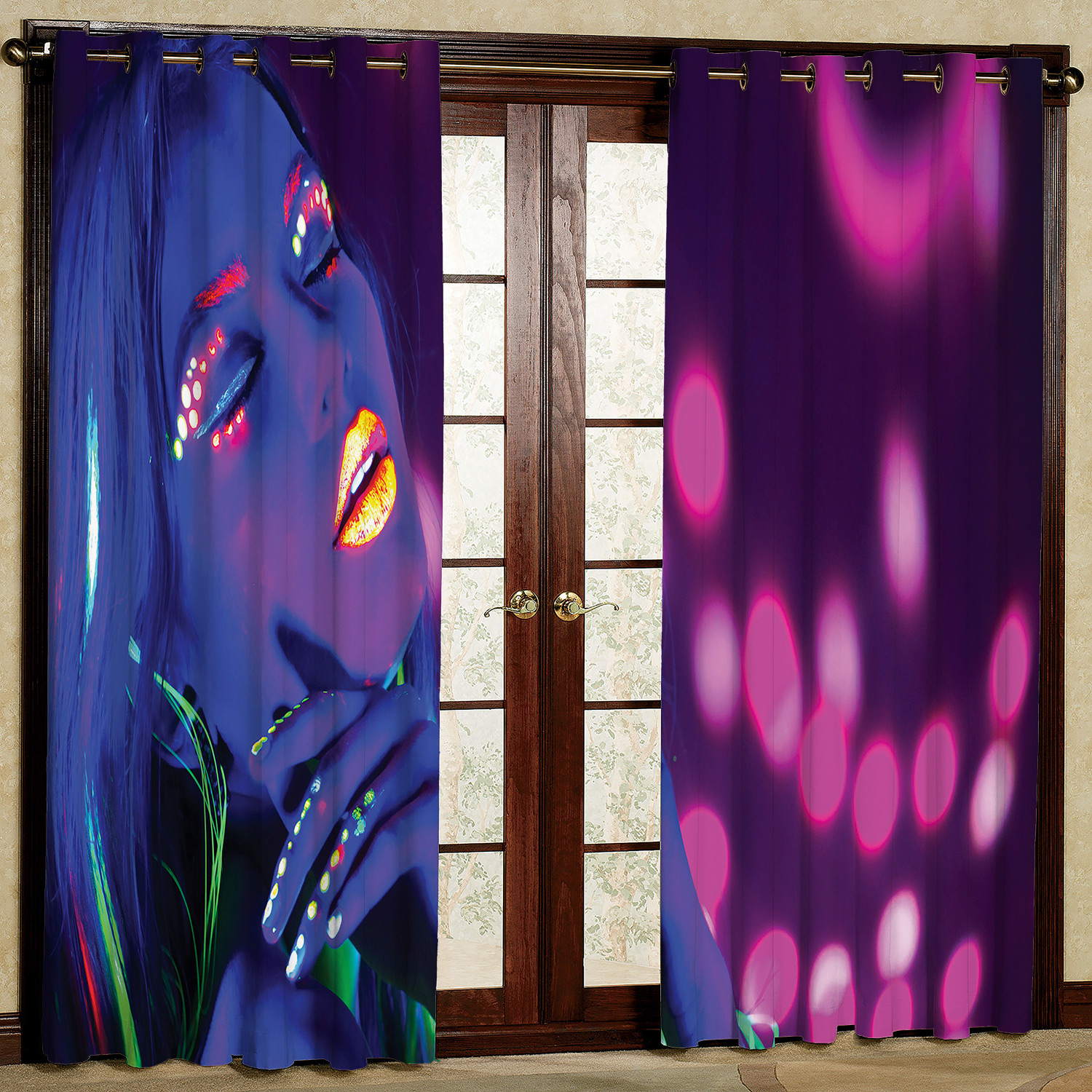 پرده مدل دختر هازان پانچی کد 2258 سایز 140x200 سانتی متر