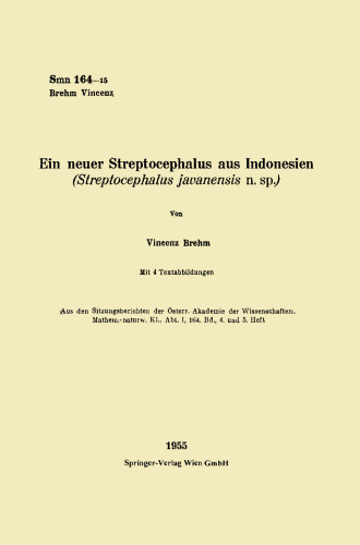 خرید و دانلود نسخه کامل کتاب Ein neuer Streptocephalus aus Indonesien: Streptocephalus javanensis n. sp.