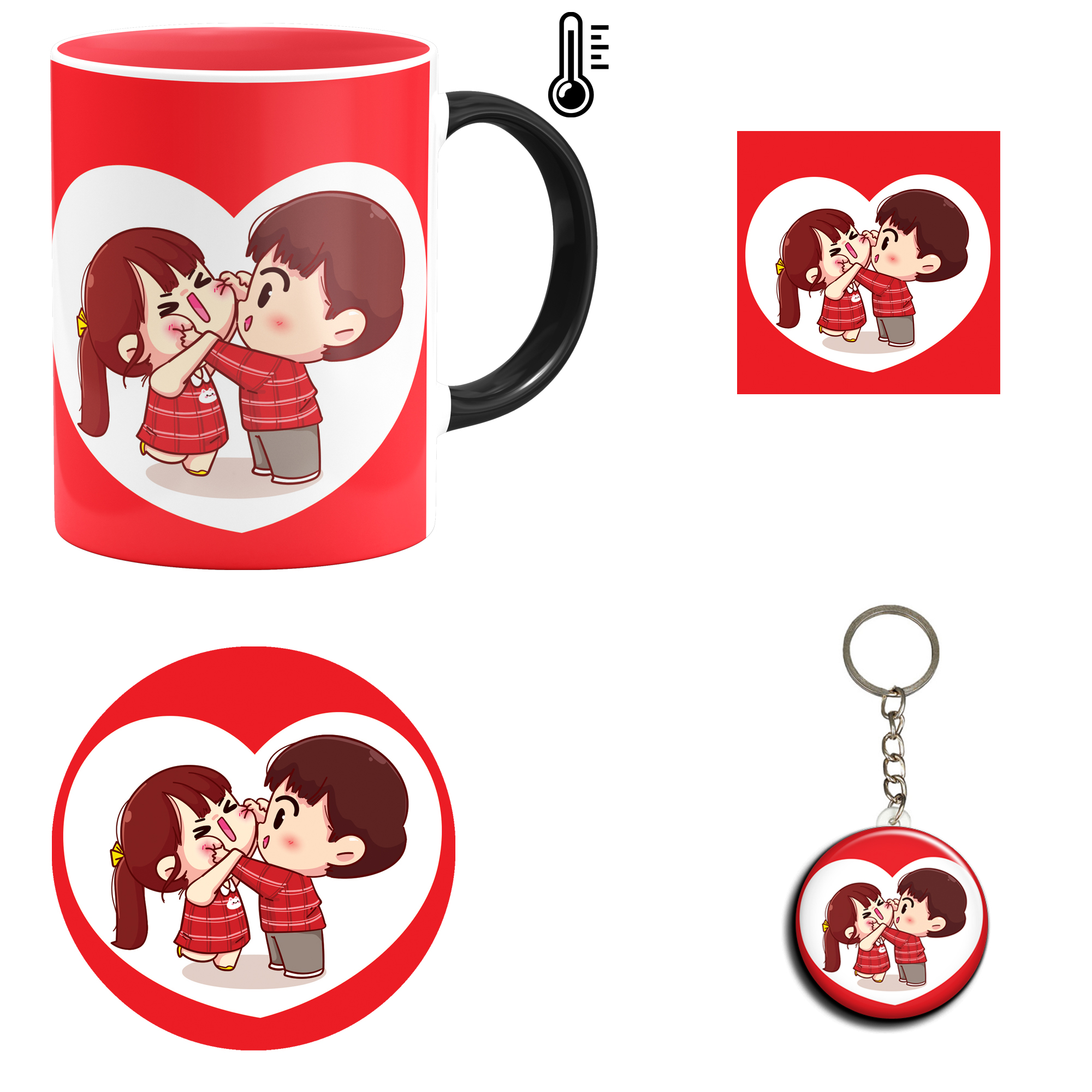 ست هدیه ماگ حرارتی مدل روز عشق طرح عاشقانه کد M79