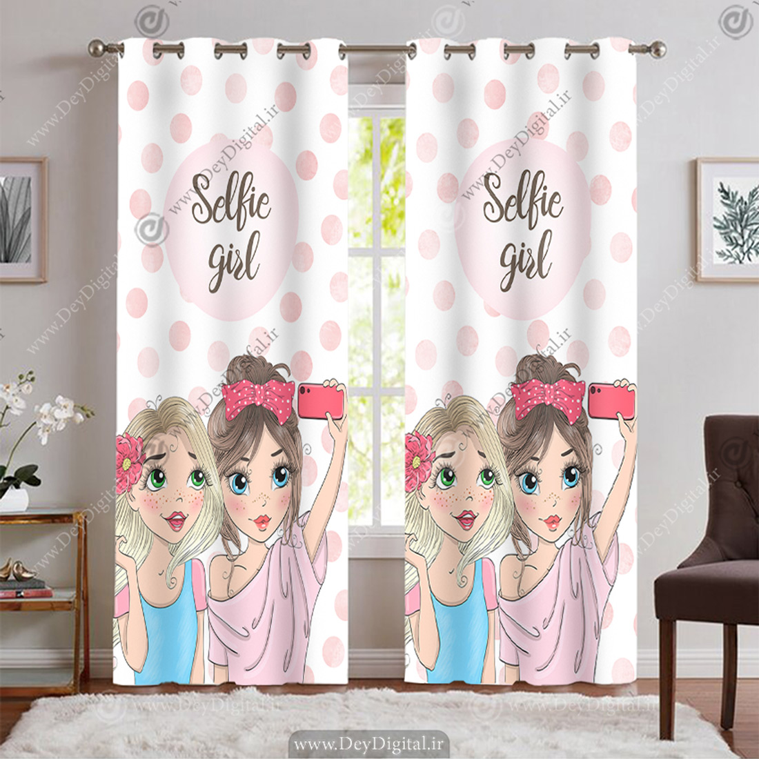 پرده پانچی دخترانه طرح  عروسکی دختر BA-9456