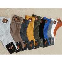 جوراب نیمساق تدی در رنگبندی طوسی آبی و آجری