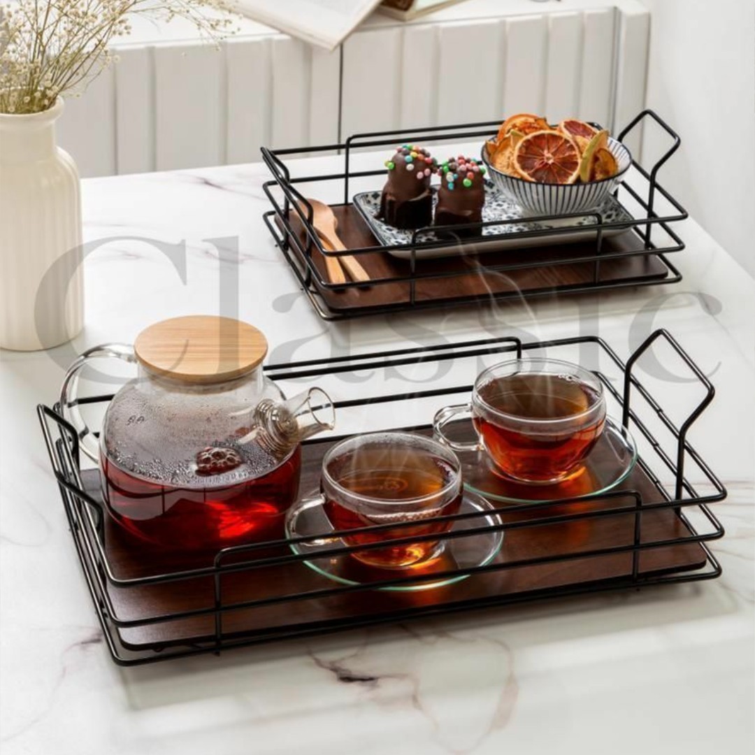 سینی مستطیل مشکی سایز 40