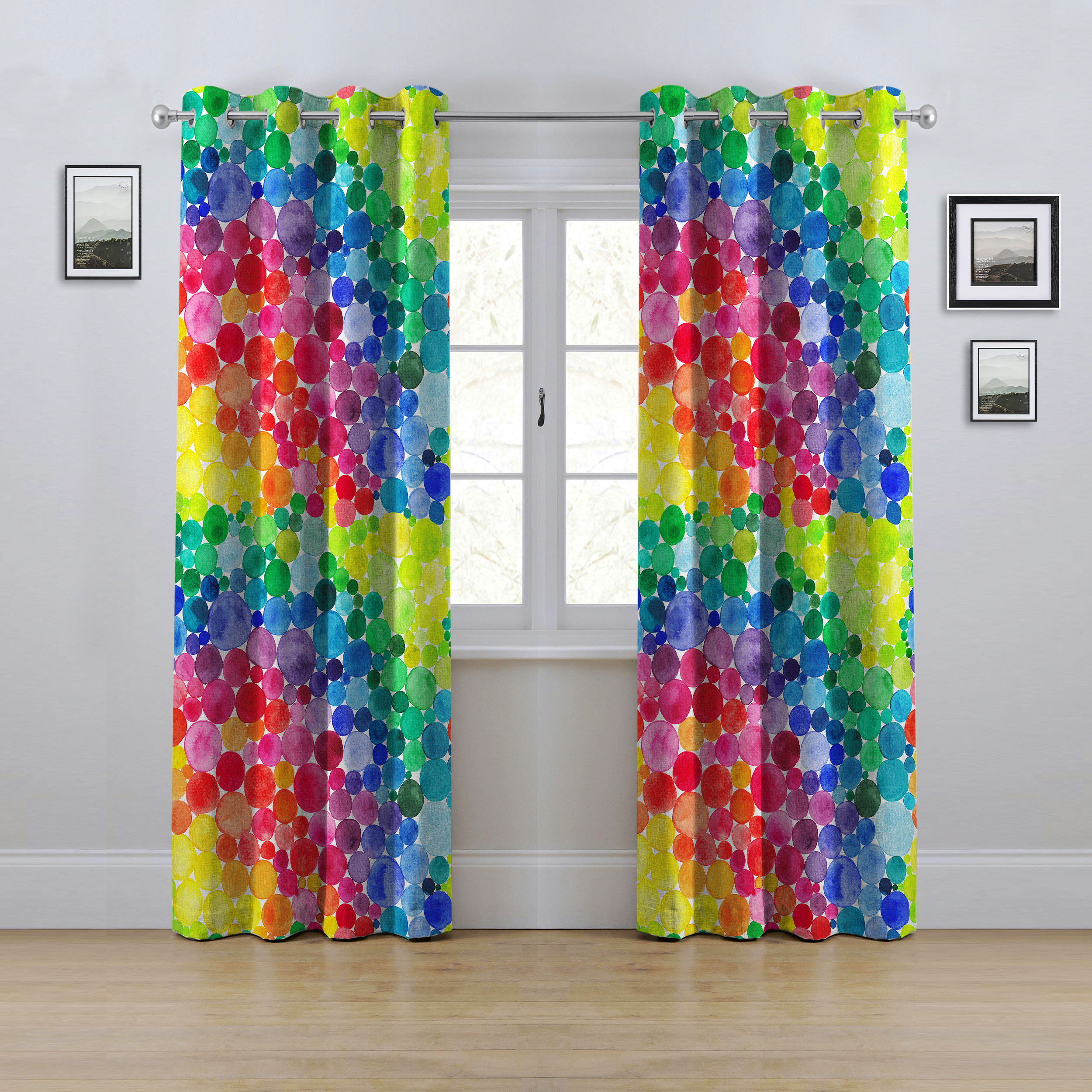 پرده مدل پانچی طرح آبرنگی سایز 280x145 سانتی متر