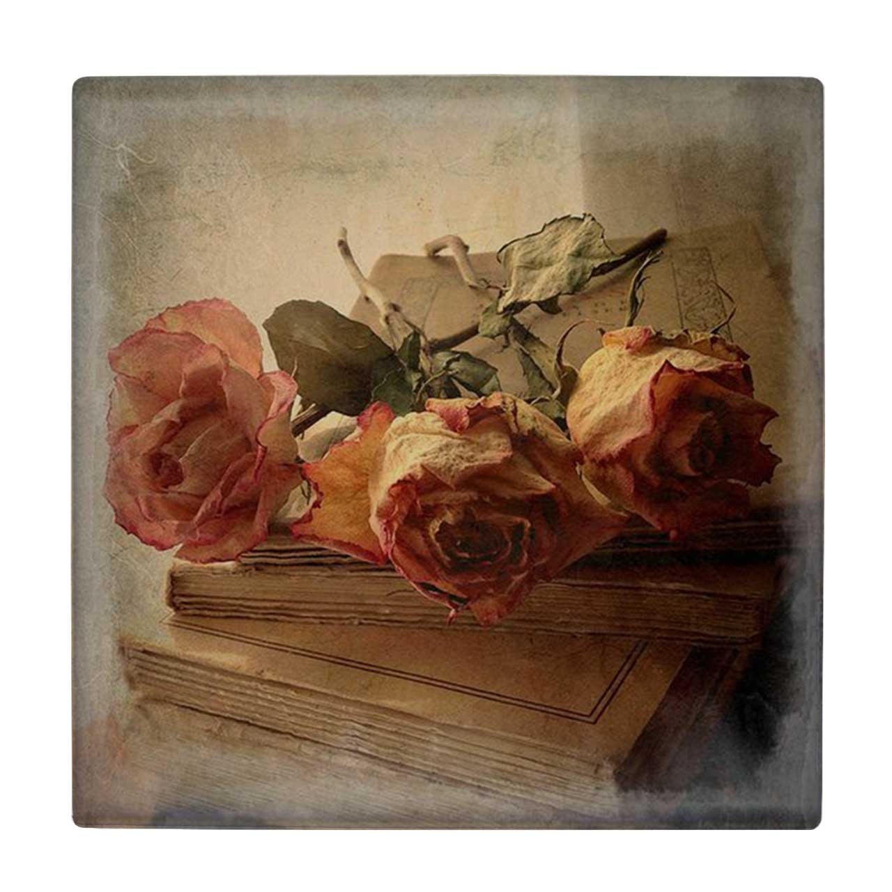  زیر لیوانی  طرح کتاب و گل های رز کد    5775535_4187