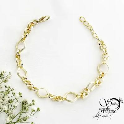 دستبند زنجیری مربعی طرح طلا کد 19021
