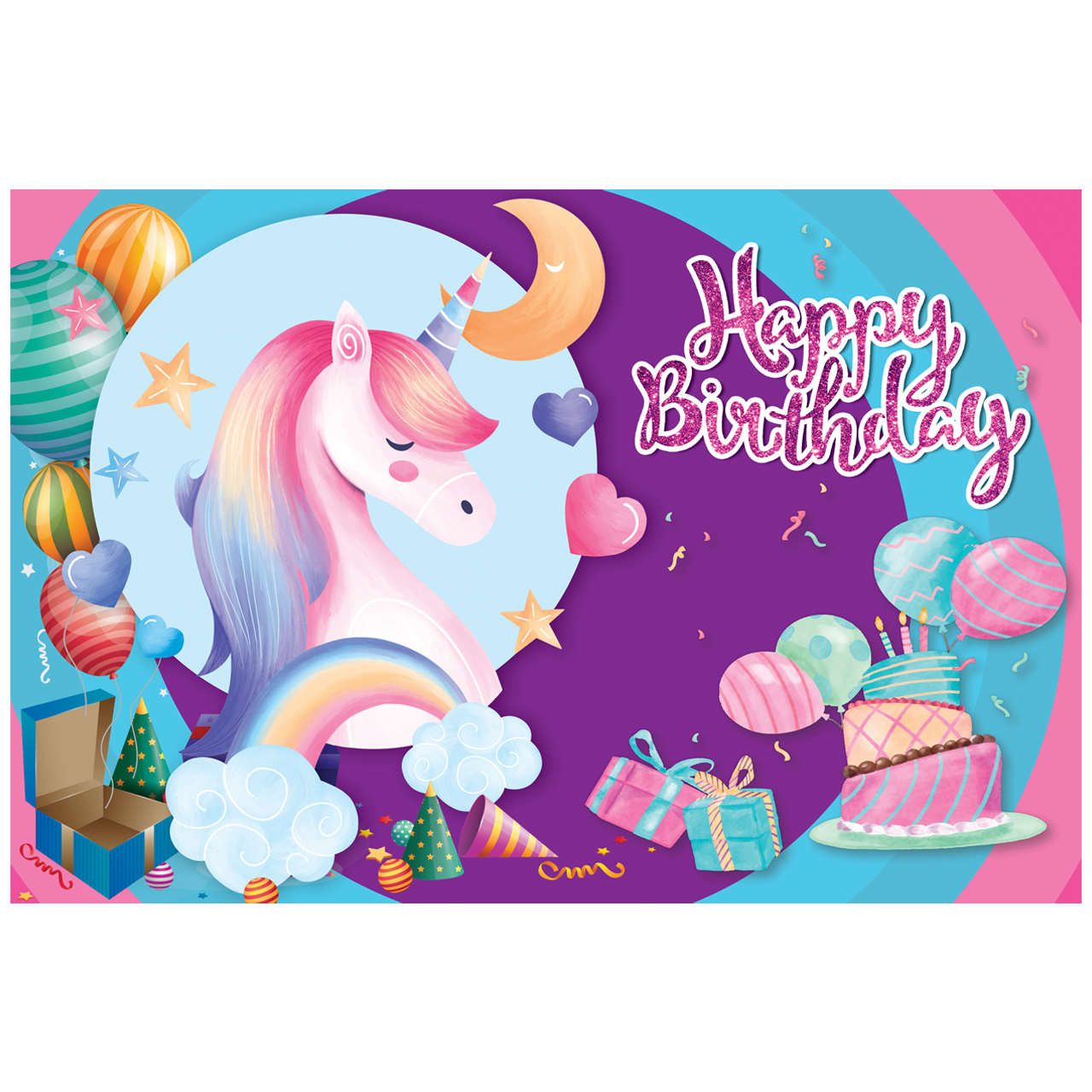 بنر تم تولد طرح اسب تک شاخ یونیکورن کد 1085