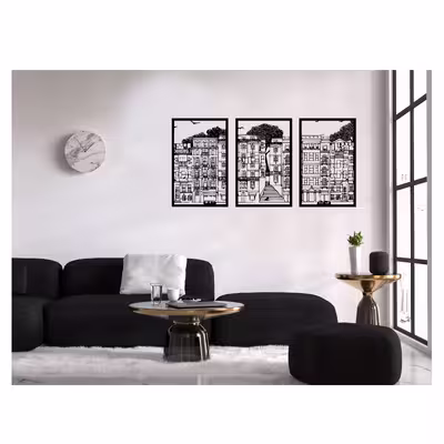 دیوارکوب طرح روستا کد 039 مجموعه 3 عددی