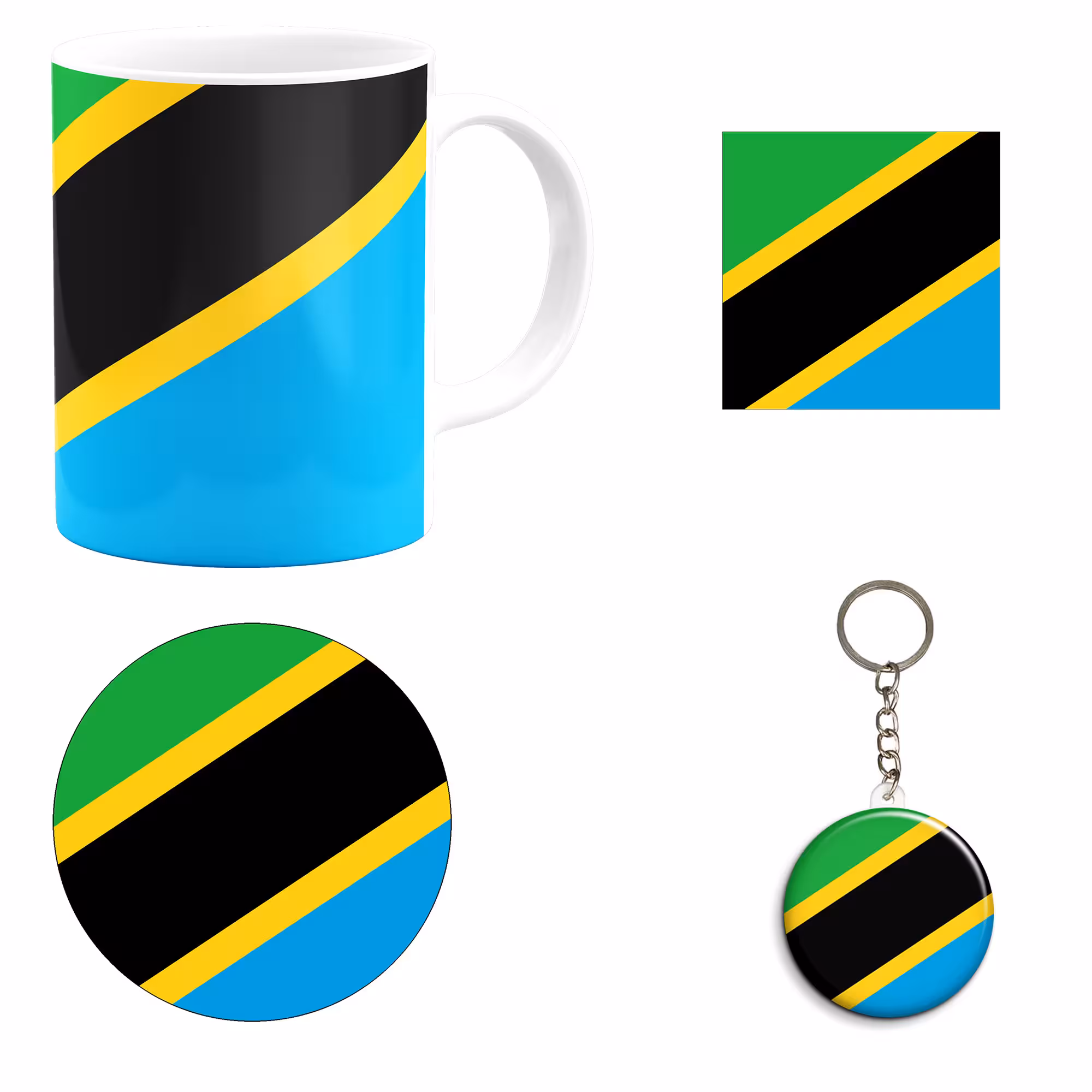 ست هدیه ماگ طرح پرچم تانزانیا مدل Tanzania کد M1