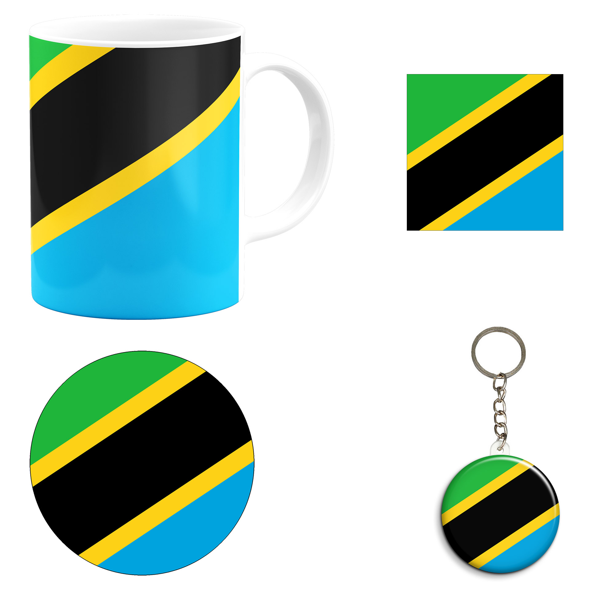 ست هدیه ماگ طرح پرچم تانزانیا مدل Tanzania کد M1
