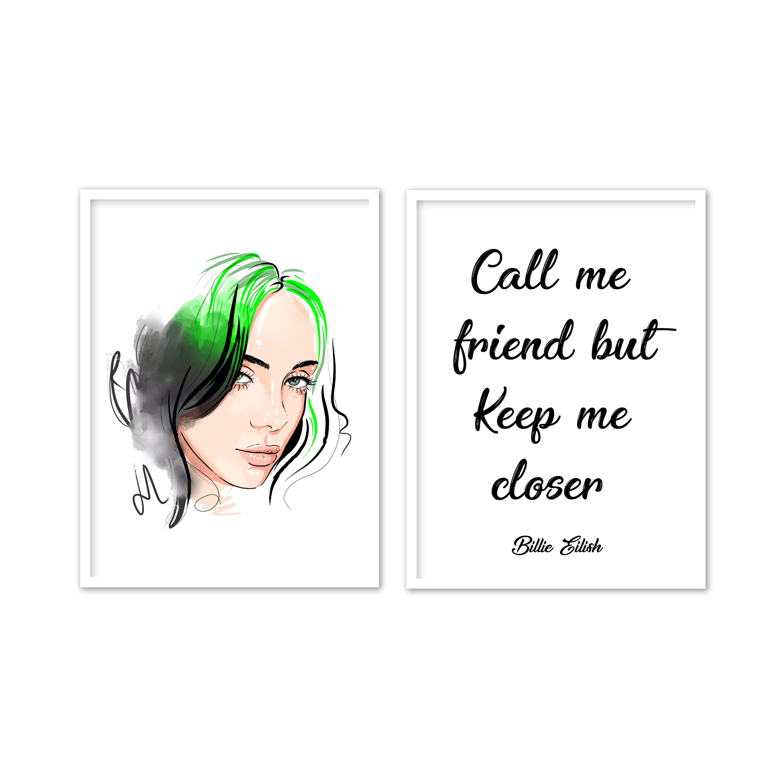 تابلو بوف گالری طرح بیلی ایلیش کد BG0041 مجموعه 2 عددی