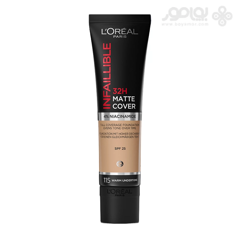 کرم پودر تیوبی لورال اینفیلیبل مدل MATTE COVER 32H شماره 115