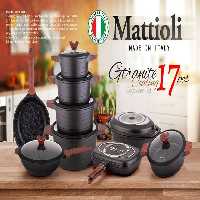 سرویس قابلمه چدن روکش گرانیت متیولی 17پارچه