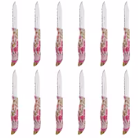 کارد میوه خوری رومانتیک هوم طرح گل مدل Z46 مجموعه 12 عددی