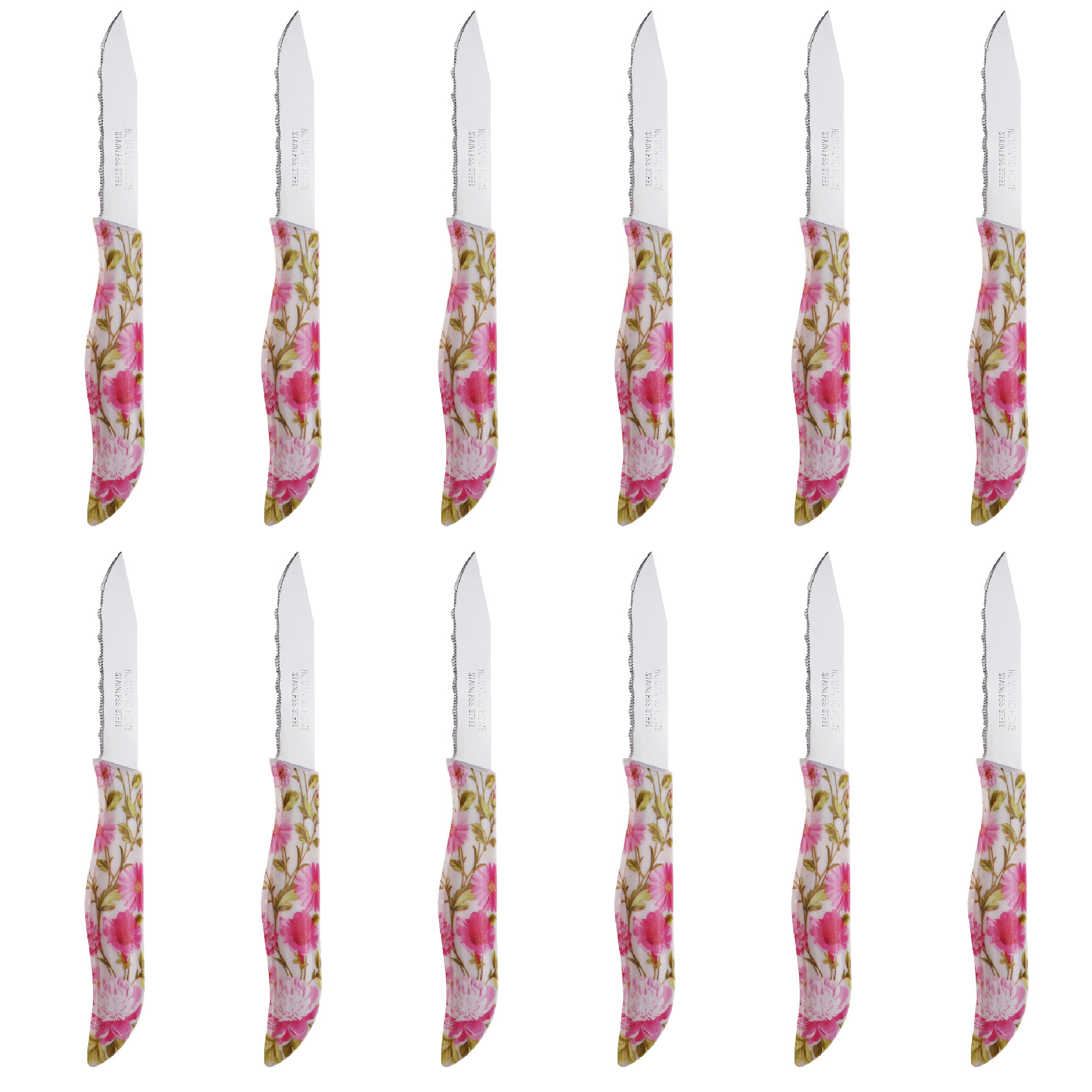 کارد میوه خوری رومانتیک هوم طرح گل مدل Z46 مجموعه 12 عددی