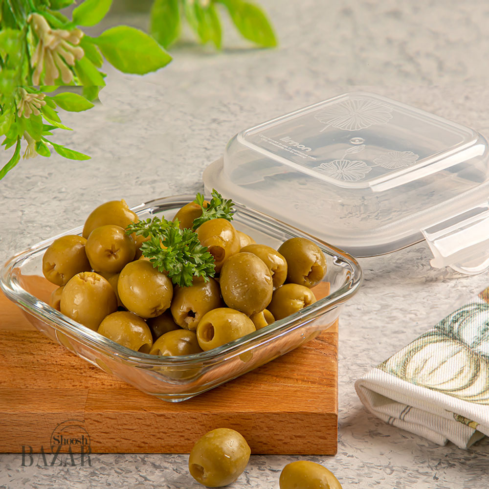 ظرف شیشه ای سرو و نگهداری دربدار 210 میلی لیتر لیمون کد 2027