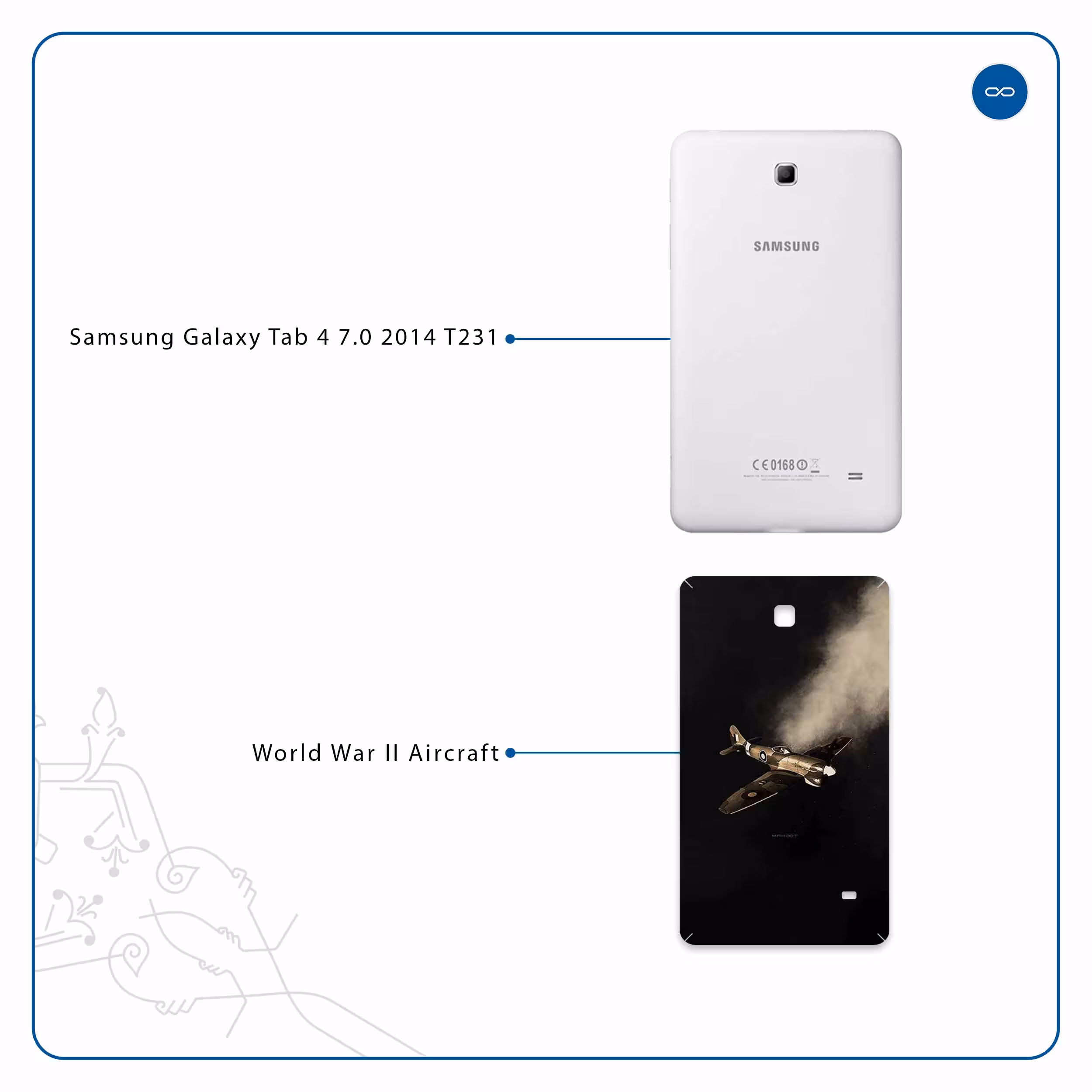 برچسب پوششی ماهوت مدل World War II Aircraft مناسب برای تبلت سامسونگ Galaxy Tab 4 7.0 2014 T231