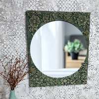  قاب آینه چوبی مگنولیا کار شده با گل های برجسته 