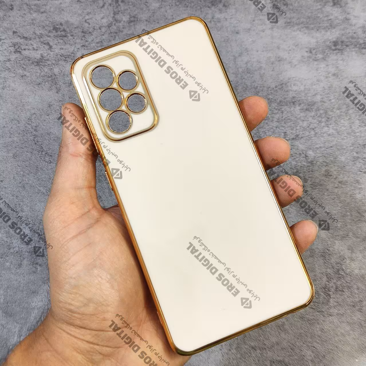 قاب مای کیس Samsung A52 / A52s دور طلایی الکتروپلیتینگ - کرم