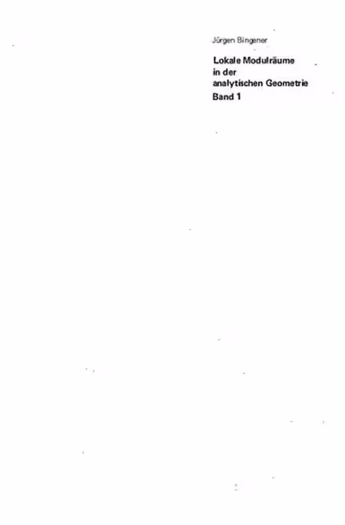 خرید و دانلود نسخه کامل کتاب Lokale Modulraume in der analytischen Geometrie
