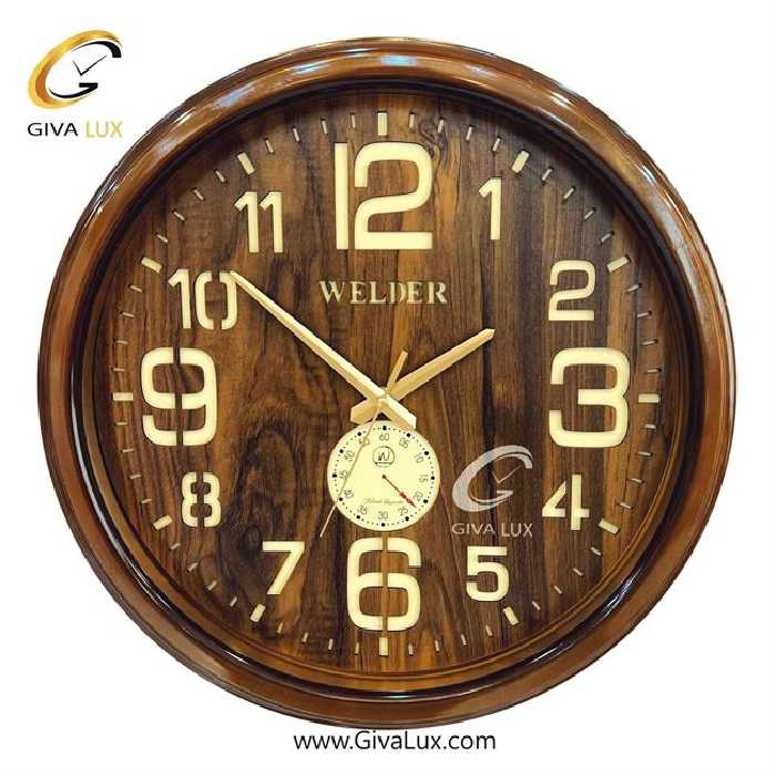 ساعت دیواری اورجینال ولدر PVC قهوه ای| کد رفرنس 535