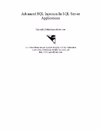 خرید و دانلود نسخه کامل کتاب Advanced SQL Injection In SQL Server Applications