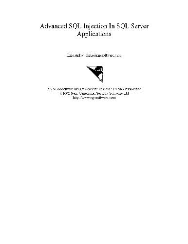 خرید و دانلود نسخه کامل کتاب Advanced SQL Injection In SQL Server Applications
