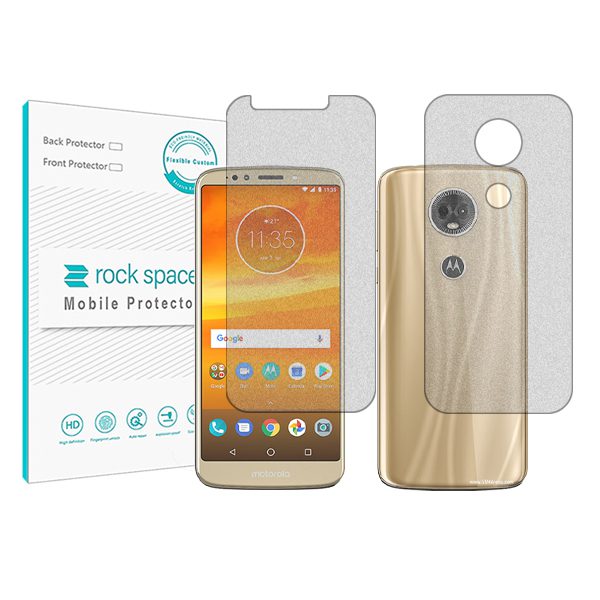 گلس صفحه نمایش و پشت گوشی موتورولا E5 Plus مدل نانو هیدروژل مات برند راک اسپیس کد6080ss