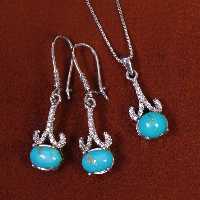 نیم ست فیروزه زنانه کد 17408 - جواهری مشاهیر