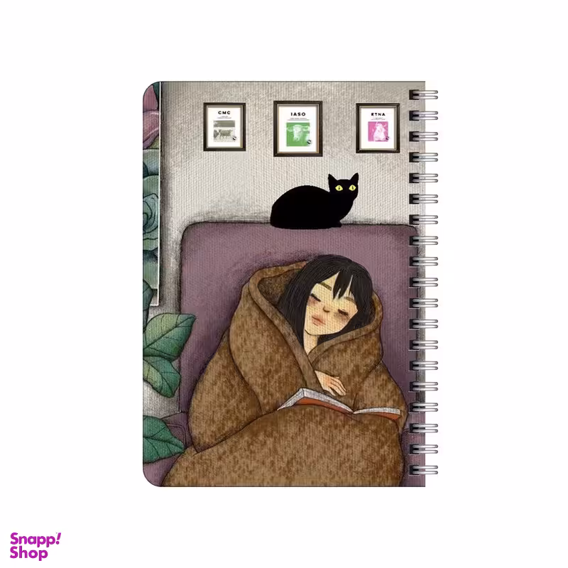 دفترچه یادداشت بامبیلیپ مدل چوبی طرح دختر سرمایی و کتابخوانی کد 6319349