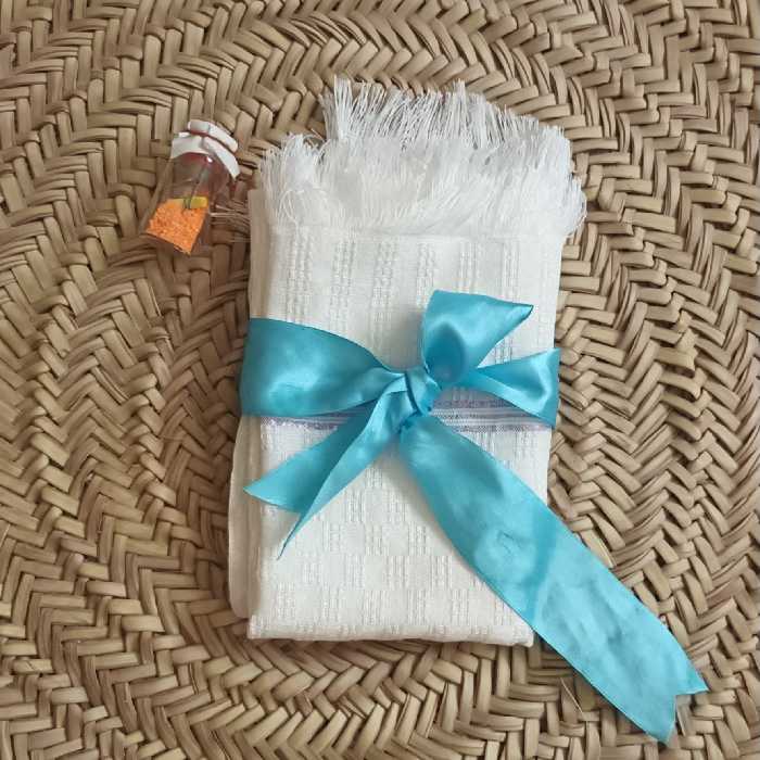 حوله سفید دست و صورت دستبافت با ابعاد 50 در 85 کاملا نخی با جذب آب عااالی