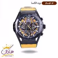 ساعت الکسا مردانه بند چرم زرد کرنوگراف 3003/3