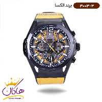 ساعت الکسا مردانه بند چرم زرد کرنوگراف 3003/3
