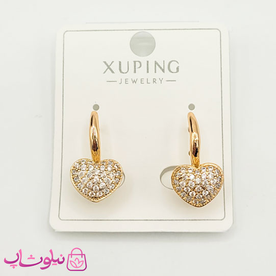 گوشواره دخترانه ژوپینگ مدل قلب نگیندار کد 1191