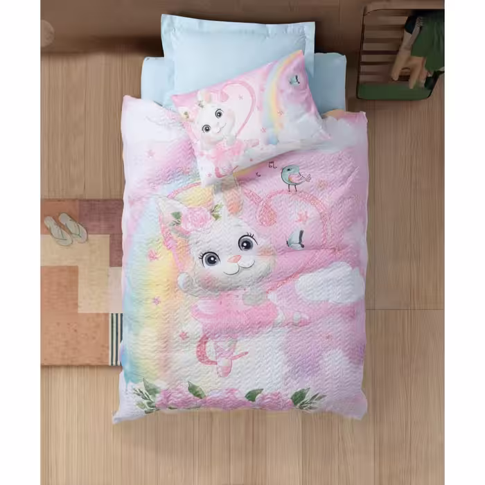 ست روتختی پنبه دوزی کاتن باکس مدل Junior Cony Mint تک نفره 3 تکه