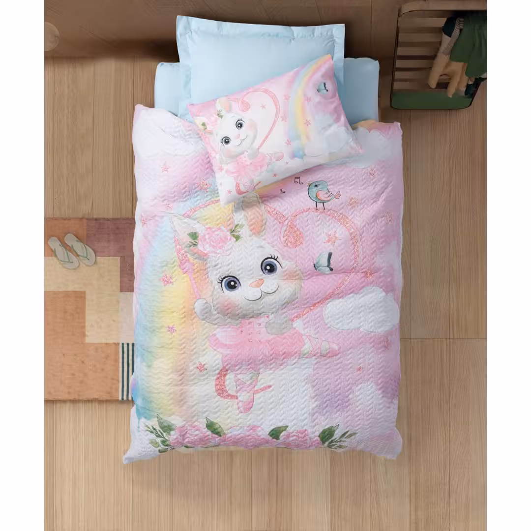 ست روتختی پنبه دوزی کاتن باکس مدل Junior Cony Mint تک نفره 3 تکه