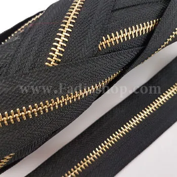 زیپ متری آلومینیومی دنده 3 طلایی مشکی