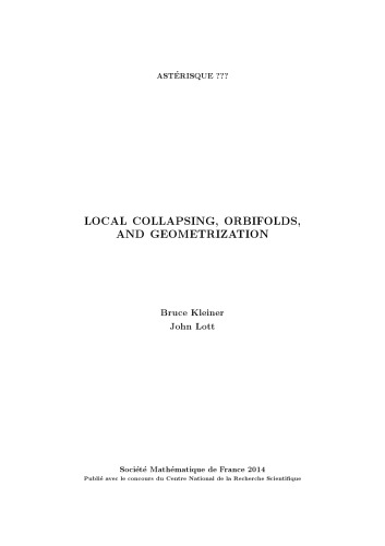 خرید و دانلود نسخه کامل کتاب Local Collapsing, Orbifolds, and Geometrization