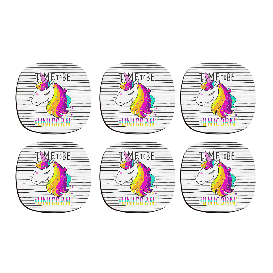 زیر لیوانی ترمه طراحان ایده مدل تکشاخ رنگین کمونی کد cfp1447 بسته شش عددی