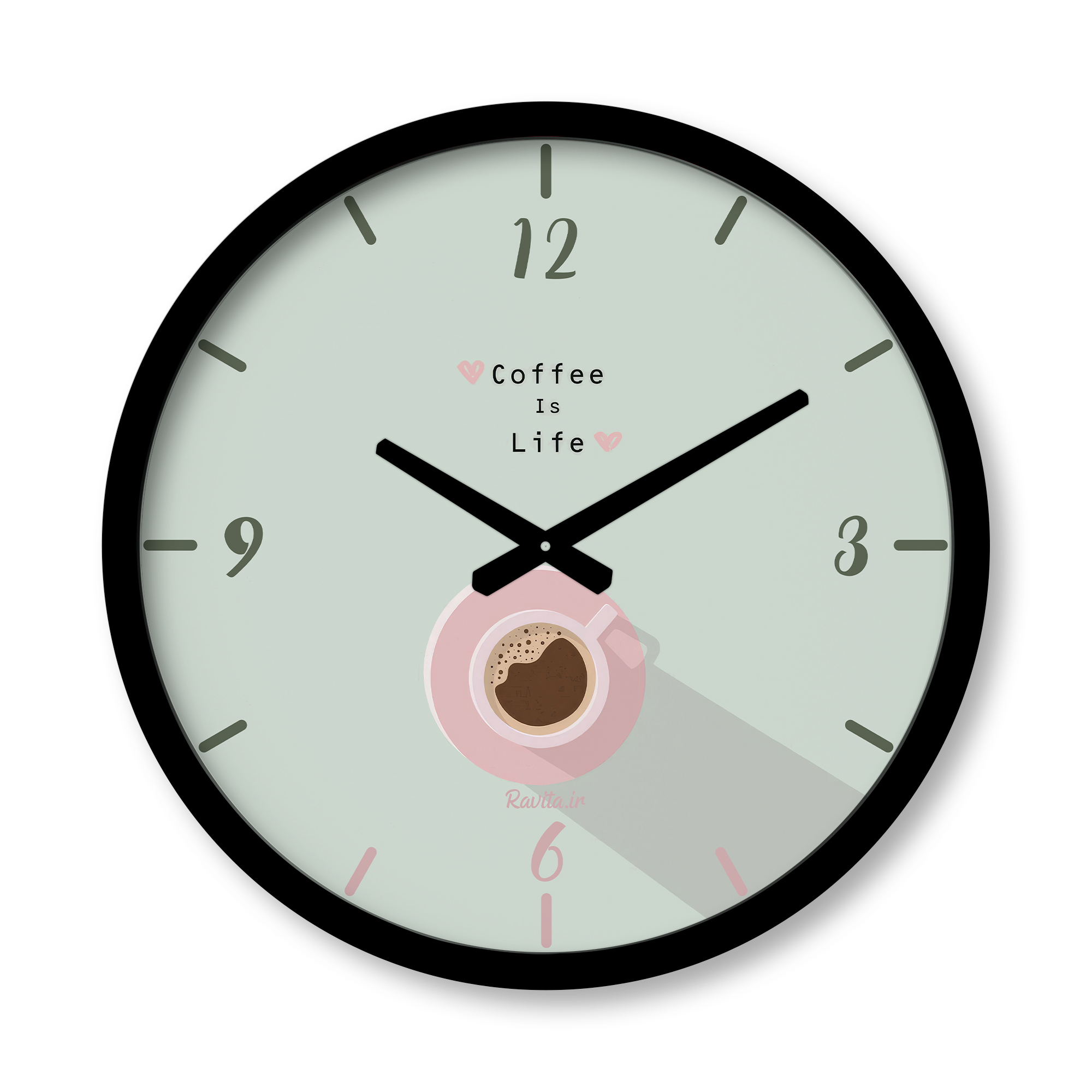 ساعت دیواری بزرگ راویتا طرح قهوه زندگی است کد 3573