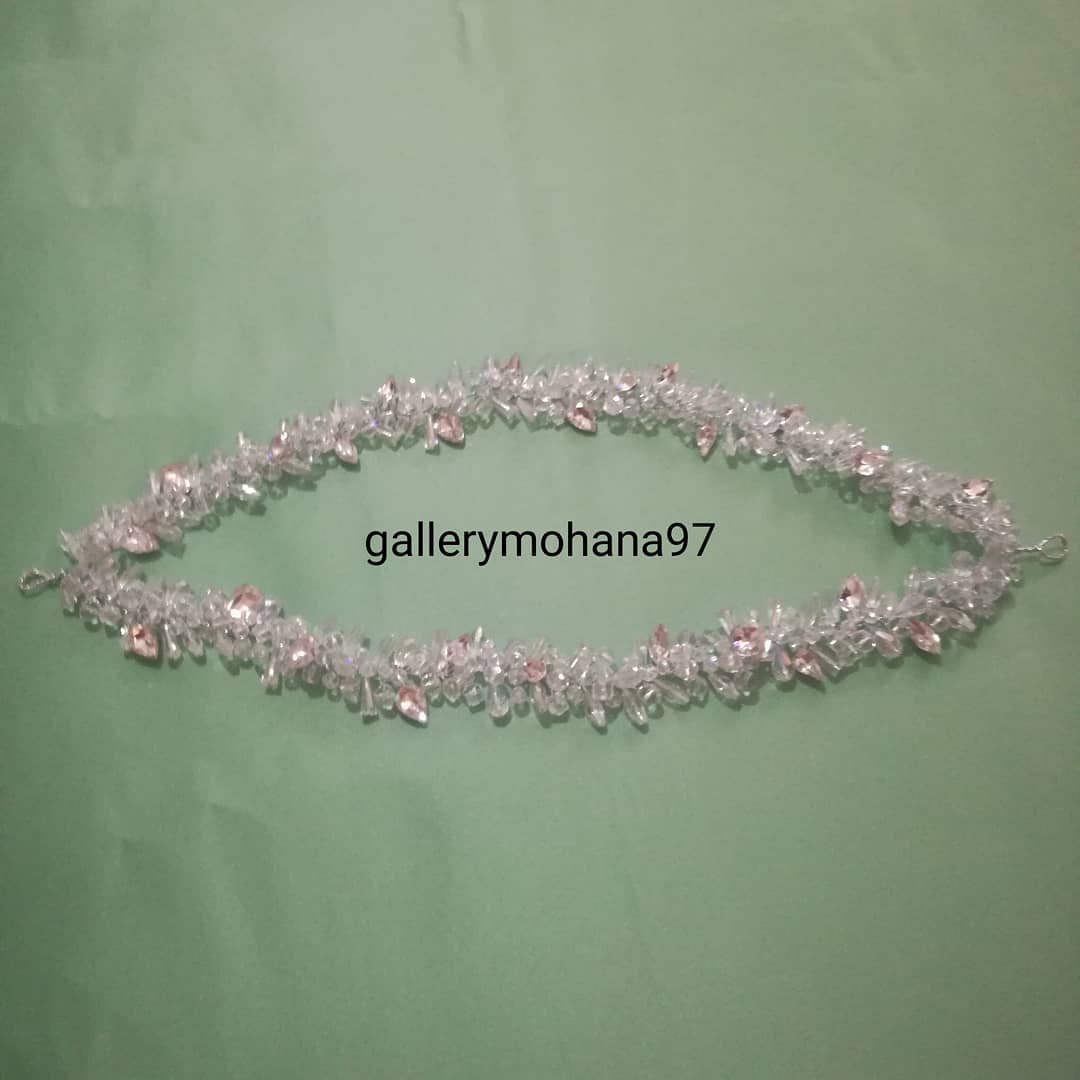 ریسه دوطرفه کریستالی اکسسوری خاص کار شده با سنگ های اصلی ترکیبی وزیاد