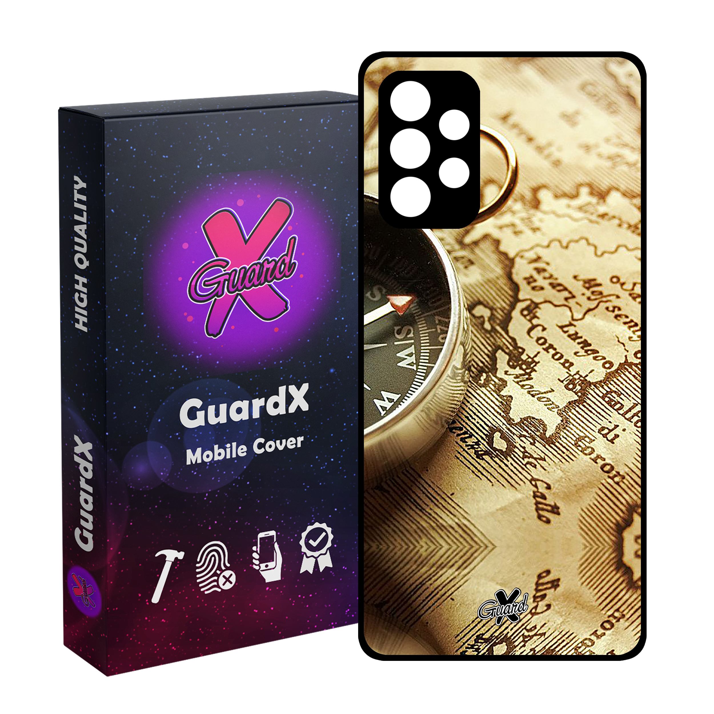 کاور گارد ایکس طرح نقشه مدل Glass10287 مناسب برای گوشی موبایل سامسونگ Galaxy A52s