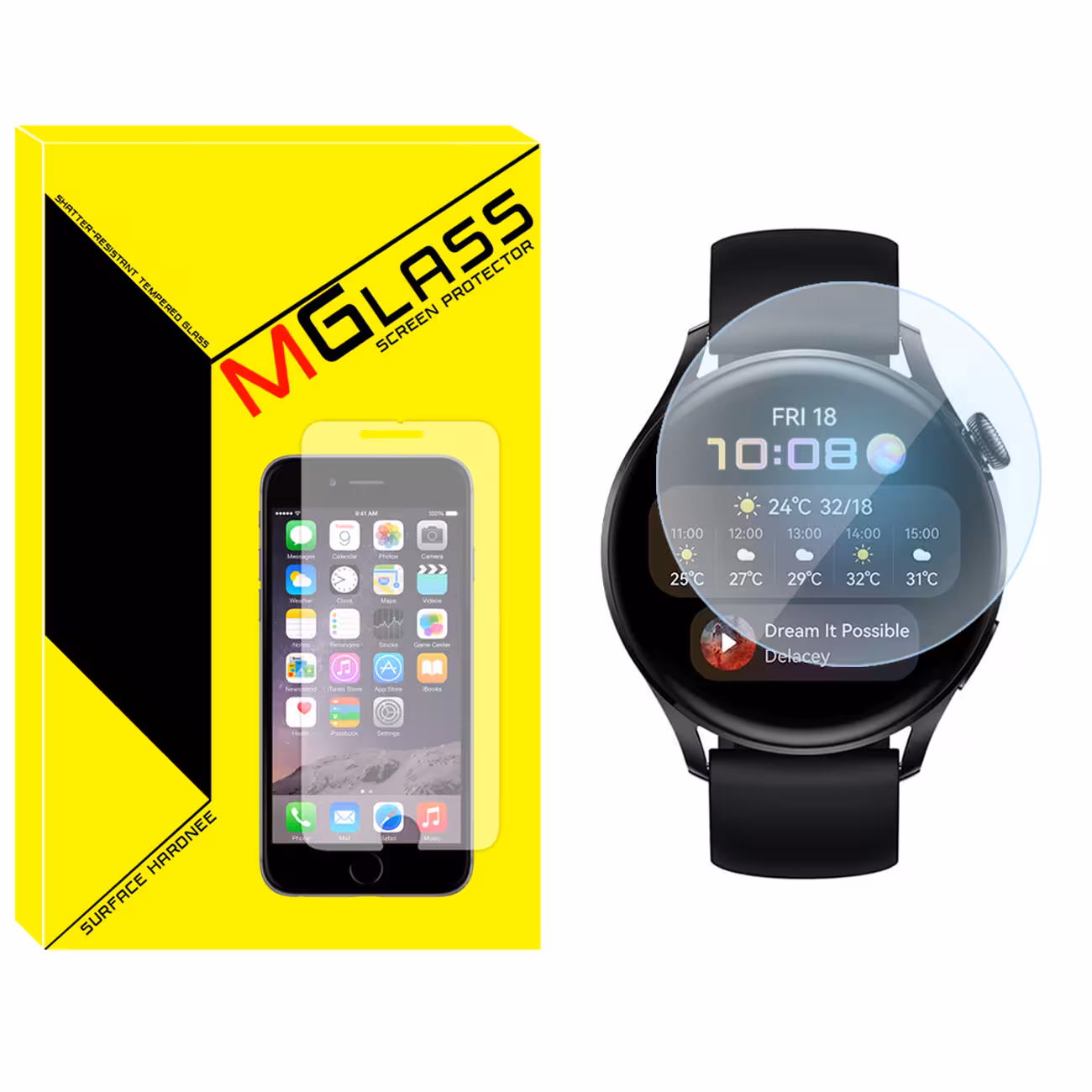 محافظ صفحه نمایش شیشه‌ای ام گلس مدل SH-MG مناسب برای ساعت هوشمند هوآوی Watch 3 Active Edition
